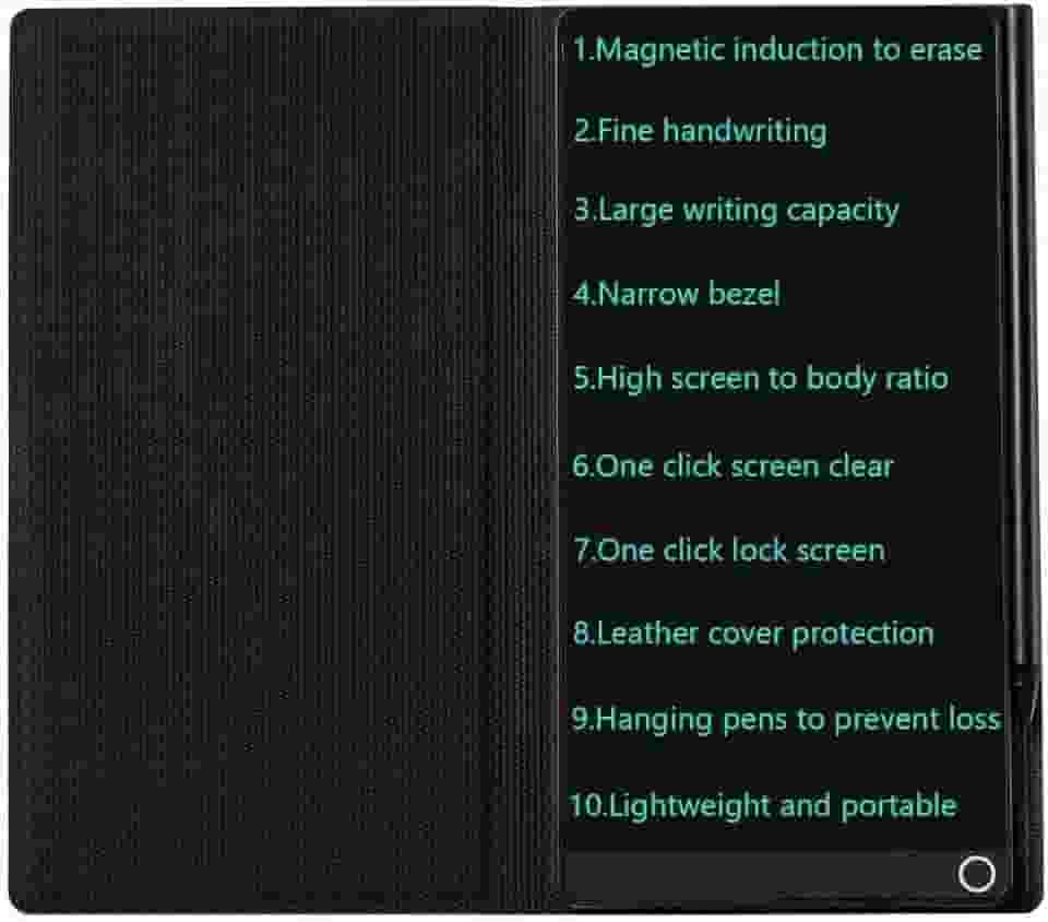 Mini tablet de escrita LCD atualizado, blocos de desenho eletrônicos reutilizáveis apagáveis de 16,5 cm, bloco de raspadinha eletrônica, canetas penduradas com estojo de couro