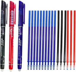 Kit 3 caneta que apaga com calor, 16 refis