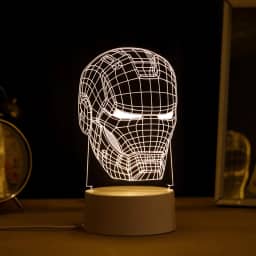 PopLumos - Luminária led 3d, abajur de mesa, homem de ferro busto