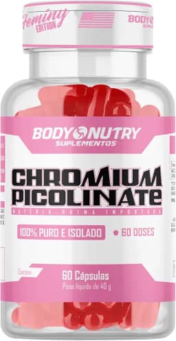 Picolinato de Cromo Controle de Apetite Chromium Picolinate Pote 60 Cápsulas 35mcg 100% Puro Auxilia Metabolismo Fonte de Cromo Isolado Rende 60 Doses Suplemento Mineral Matéria Prima Importada - Body Nutry