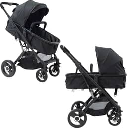 Carrinho de Bebê Passeio Reversível Moisés 2 em 1 Baby Style Magnus 15Kg Compacto Confortável Ajustável Capota Cesto 4 Rodas Preto