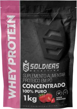 Whey Protein Concentrado 1Kg - Morango - 100% Puro Importado - Soldiers Nutrition