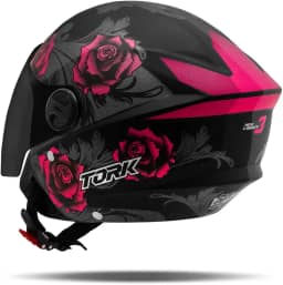 CAPACETE ABERTO PRO TORK NEW LIBERTY 3 FLOWERS BRILHANTE ROSA TAM. 60 VIS. FUMÊ