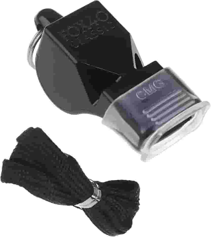 Apito Profissional Sem Bola 115dB Preto Com Cordão – Uso Esportivo e Arbitragem