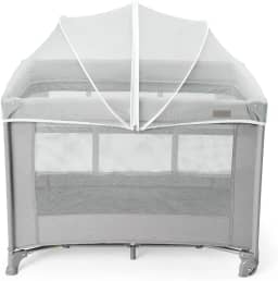 MaxiBaby Berço Portátil Infantil Cercado 0-15kg Lazy, Cinza