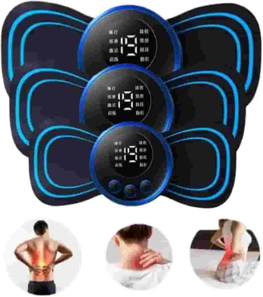 Kit Com 3 Mini Massageador Elétrico Portátil Aparelho Massageador Elétrico Recarregável Portátil p/Dor Muscular Pescoço Pernas Coluna Lombar e Cervicalsem fio usb fisioterapia tens relaxamento corporal