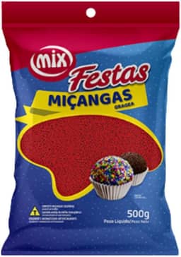 Confeito Miçanga Granulado Brigadeiro, Doces, Confeitaria Várias Cores 500g (Vermelho)