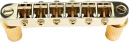 Ponte de guitarra Gold Tune-O-Matic com selas de aço inoxidável pinos M8 rosca métrica ponte fixa de 6 cordas compatível com pontes de guitarra elétrica estilo Les Paul Lp Ep peças de reposição