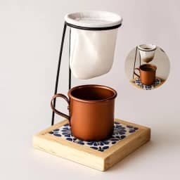 Coador de Café Artesanal com Suporte, Xícara e Filtro – 16,5x10x11cm – Prático, Decorativo e Ideal para Café Coado Manual