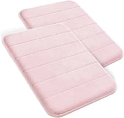 Decolab Tapete Antiderrapante Banheiro Super Soft (Rosa, 2 Peças)