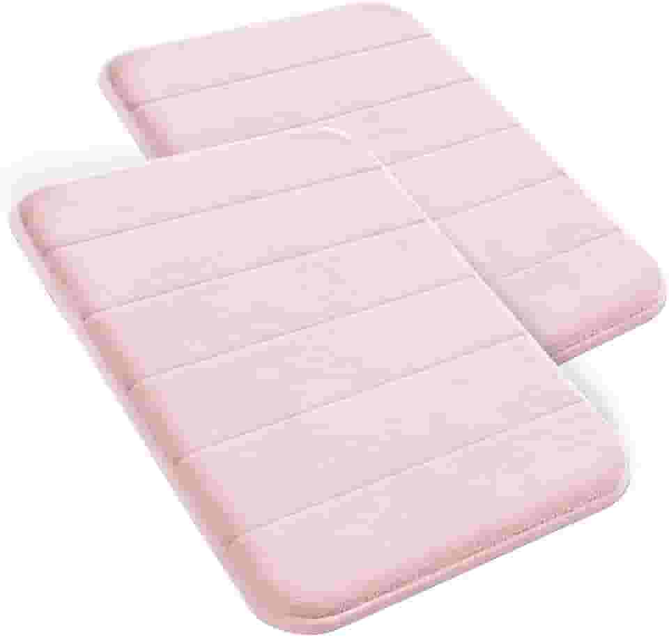 Decolab Tapete Antiderrapante Banheiro Super Soft (Rosa, 2 Peças)