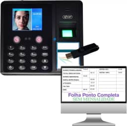 Relógio Ponto Reconhecimento Facial com Programa de Gerenciamento Sem Mensalidade e Pendrive