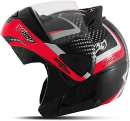 CAPACETE ESCAMOTEÁVEL PRO TORK V-PRO JET 2 CARBON PRETO - VERMELHO TAM. 62