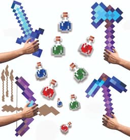 Kit 4 ferramentas DIAMANTE ENCANTADO pixel espada picareta arco e machado