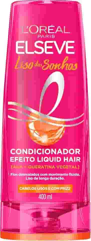 L'Oréal Paris Elseve Liso dos Sonhos Condicionador, com Efeito Liquid Hair, Enriquecido com AHA e Queratina Vegetal para Alinhamento Capilar e Brilho Intenso, 400ml