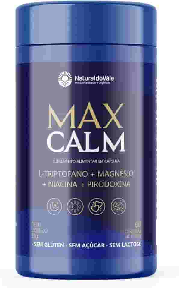 Max Calm L-Triptofano Magnésio Relax Foco Bem Estar 60 Cáps - Natural do Vale