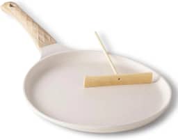 Frigideira de crepe antiaderente, frigideira de panqueca, frigideira de crepe de 24 cm, compatível com panelas de indução, sem PFOA, adequada para tortilhas de milho, rolinhos de ovo,
