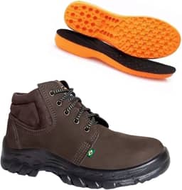 BOTA DE SEGURANÇA ECOSAFETY PS139-AP BICO DE PVC COURO NOBUCK CAFÉ C.A 40677 + PALMILHA ANATÔMICA Tamanho:42