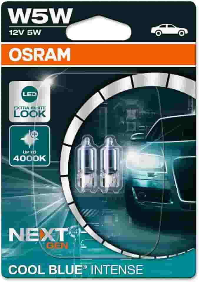 OSRAM COOL BLUE INTENSE W5W, até 4.000K, lâmpada de sinalização halógena, blister 2 (2 lâmpadas), 2825CBN-02B