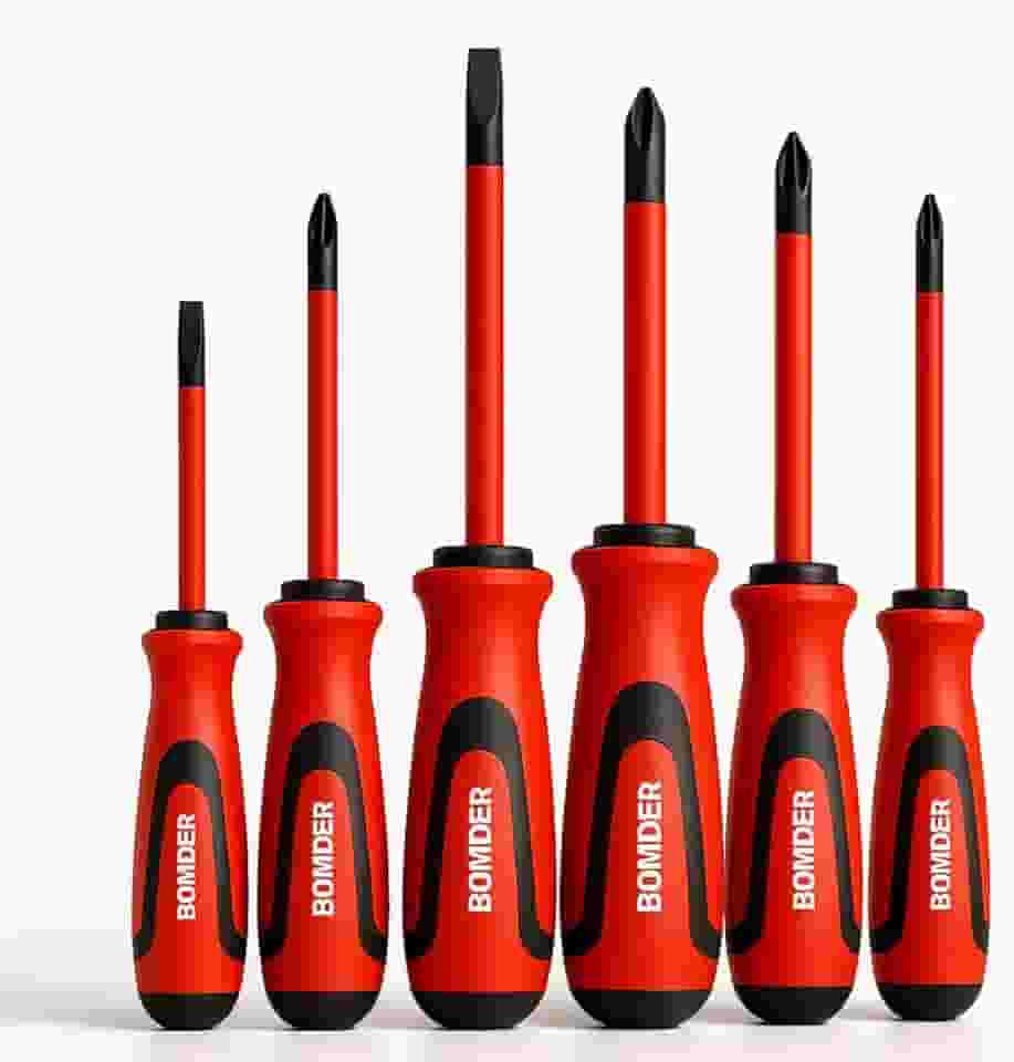 Kit Chave de Fenda e Phillips Isoladas Com Cabo Emborrachado 6 Peças Profissional com Pontas Magnetizadas e Isolamento