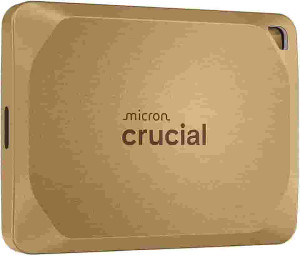 Crucial SSD portátil X10 Pro 2TB, leitura de até 2.100 MB/s, gravação de 2000 MB/s, USB 3.2 USB-C, unidade de estado sólido externa, armazenamento durável para criadores profissionais, ouro