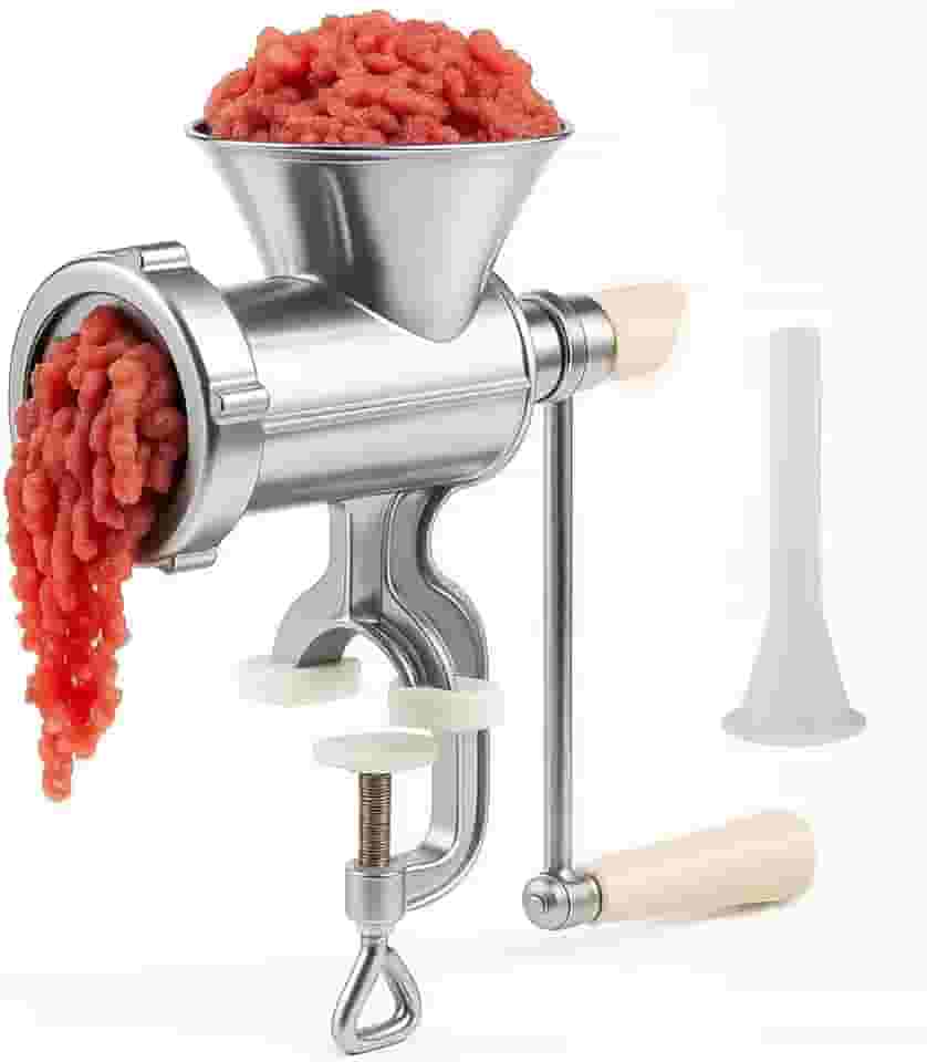 Moedor de Carne Manual Modelo N10, Alumínio Resistente, Profissional, com Funil para Encher Linguiça, Triturador de Carnes