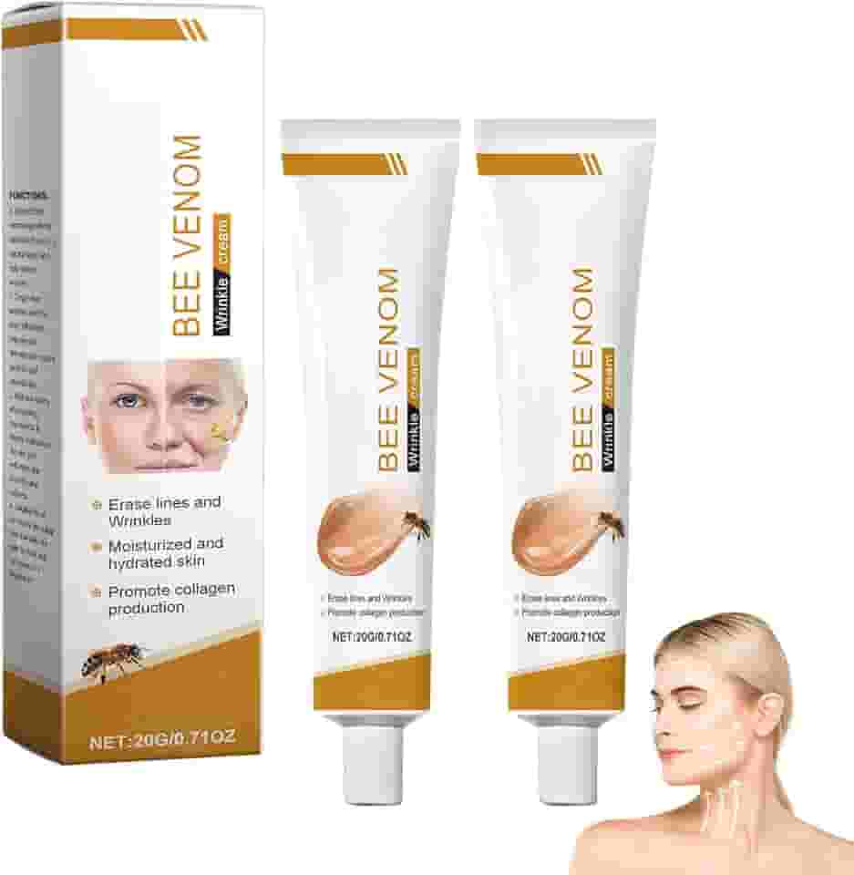 A-life Creme de veneno de abelha, 2 peças de creme de remoção de rugas, firmador, hidratante para levantar a pele, adequado para o rosto e pescoço
