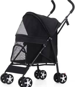 Carrinho Pet Passeio Gato Cahorro Dobrável, Suporta até 15kg com Porta Copos Animal de Estimação