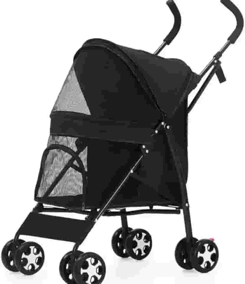 Carrinho Pet Passeio Gato Cahorro Dobrável, Suporta até 15kg com Porta Copos Animal de Estimação