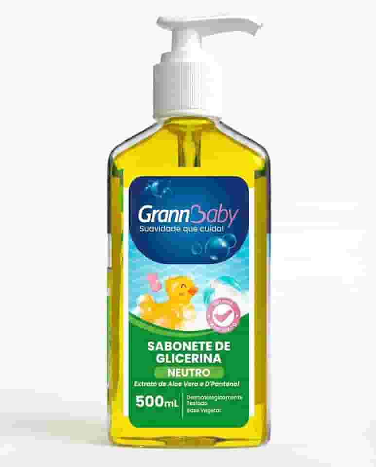 Sabonete Líquido GrannBaby 500 ml - Base Vegetal Com Glicerina Para Limpeza Suave Da Pele Do Bebê (Neutro)