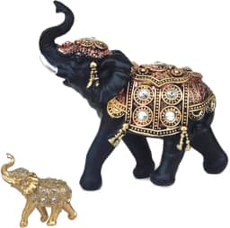 Elefante Decorativo Em Resina Indiano Sabedoria Sorte (J200preto)