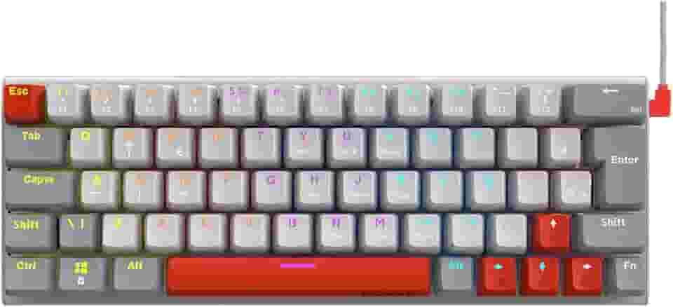 TECLADO MECÂNICO GAMER PCYES KUROMORI 60% WHITE GHOST - SWITCH BLUE - LED RAINBOW - PTKMWG60BL