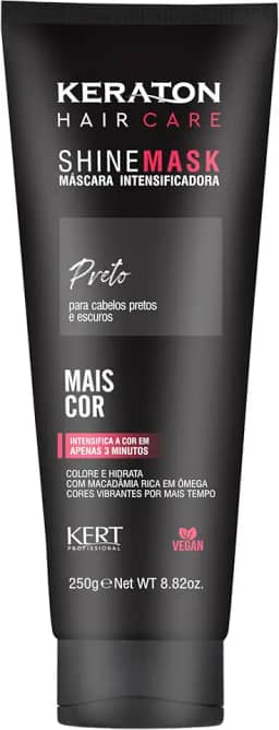 Keraton, Máscara matizadora hidratante, Trata e colore, Para cabelo preto escuro, Shine Mask, 250g, Preto