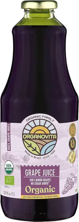 Suco de Uva Integral Orgânico 100% Bordô - Organovita 1L - Natural, Sem Conservantes, Rico em Antioxidantes e Vitaminas