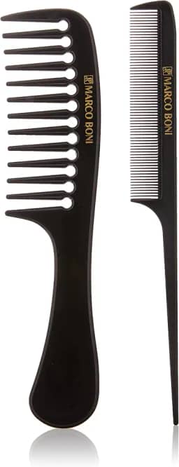 Marco Boni Conjunto Com 2 Pentes Gioconda Dentes Espaçados Dentes Finos 2238 Preto