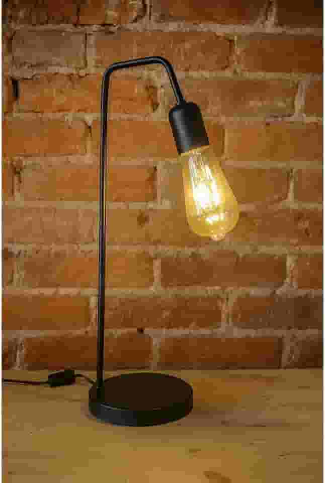 Luminária De Mesa Abajur de Cabeceira L De Quarto Sala Retro Vintage Industrial Moderno Bivolt (Preto)