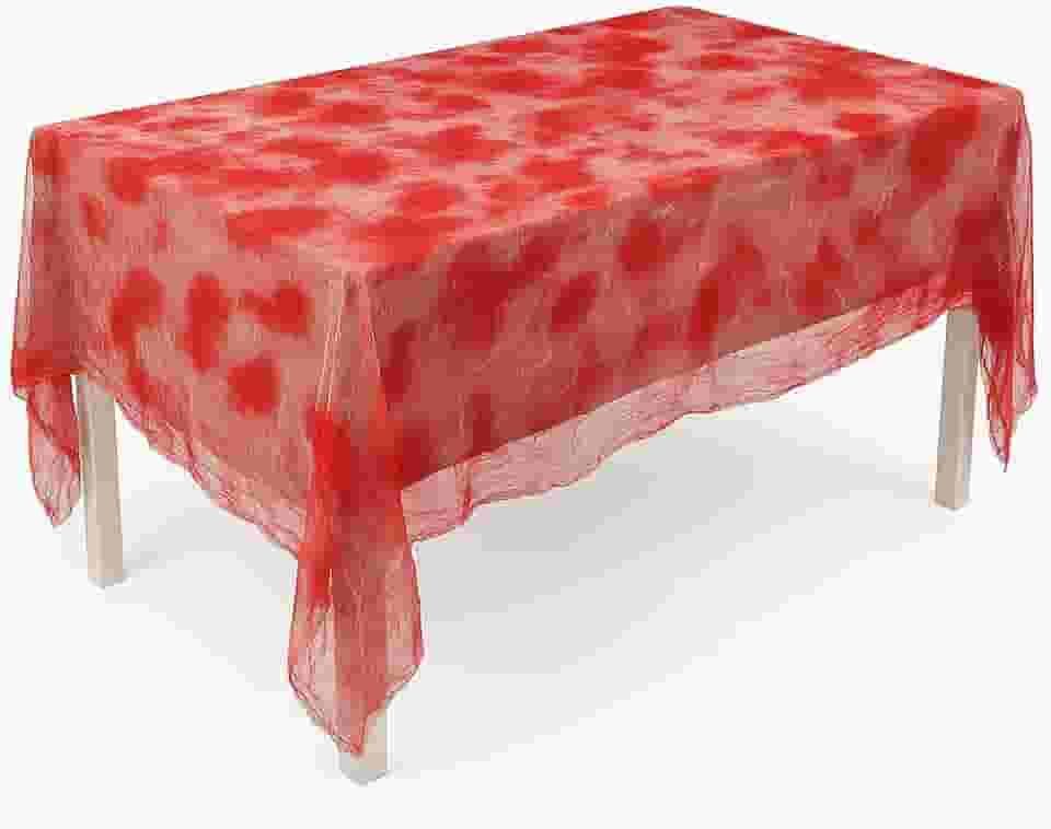 Kit 2 Toalhas Decorativas Halloween Sangrentas, Efeito Manchado de Sangue Vermelho, 180x230 cm, para Mesa de Festa Decoração Assustadora, Fantasia de Múmia