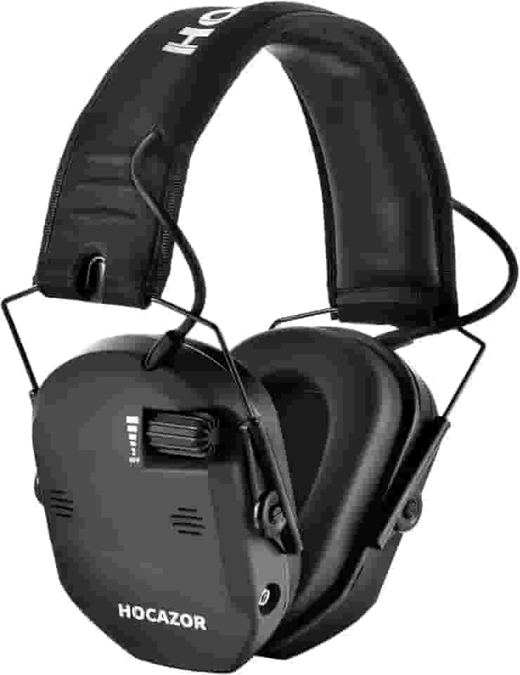 Protetores auriculares de tiro eletrônico para caça, 23dB NRR, fone de ouvido com cancelamento de ruído de amplificação de som 6X, preto