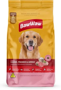 Ração Baw Waw para cães adultos médios e grandes sabor Carne, Frango e Arroz - 2.4kg