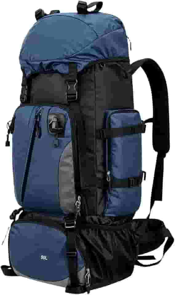 Mochila de Montanhismo 90L Impermeável com Compartimentos Múltiplos Alças Ajustáveis Viagem Ferias Trilha Camping Aventureiro Mochileiro
