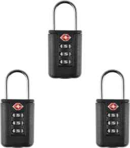 3 fechaduras de bagagem aprovadas pela TSA, fechaduras de combinação de viagem com 3 dígitos, pequenos cadeados de combinação de aço inoxidável, trava de caixa de ferramentas para mala de viagem