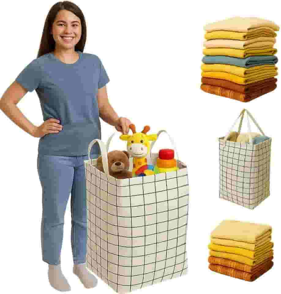 Cesto De Roupas Suja Dobrável Organizador 72 Litros 72l Lavanderia C/Alça Cesto De Roupa Banheiro Quarto Dormitorio Brinquedos Multiuso Material Tecido Cor Cinza Tamanho Grande