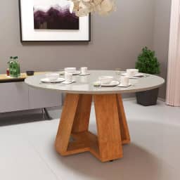 MC Barreto, Mesa sala de Jantar Tampo com Vidro Redonda 90x90 - Jade