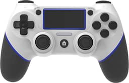 Controle sem fio Gamepad para PS4/PS4 Slim/PS4 Pro/PC com cabo de carregamento USB com vibração dupla, touchpad clicável, função de áudio, barra de luz e antiderrapante (WhiteBule)