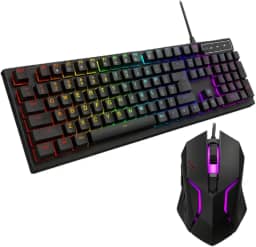 Kit Teclado e Mouse Gamer LED Lehmox LEY-2074, Iluminação RGB, Conexão USB Plug & Play, Preto