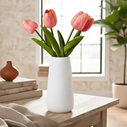 Vaso Nórdico Cerâmica Branco Textura Boho Minimalista Moderno 800ml Mikonos 19cm