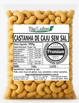 Castanha de Caju Torrada Inteira Sem sal W1 Premium (500g)