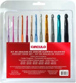 Kit com 12 Agulhas De Crochê Alumínio Colorido Premium - Círculo