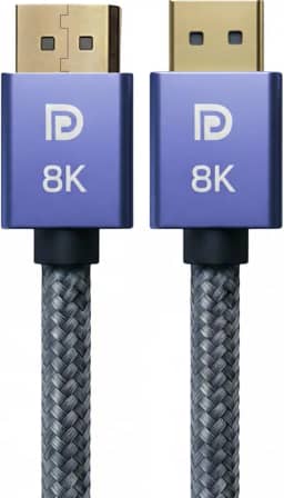 Cabo DisplayPort 1.4 8K Ultra Resistente 1,5M Blindado Trançado, 32.4Gbps, Freesync/Gsync 1080P@240Hz, 2K@165Hz, 4K@144Hz, 8K@60Hz, Conector Ouro 24K, Compatível Projetor, PC, TV, Games