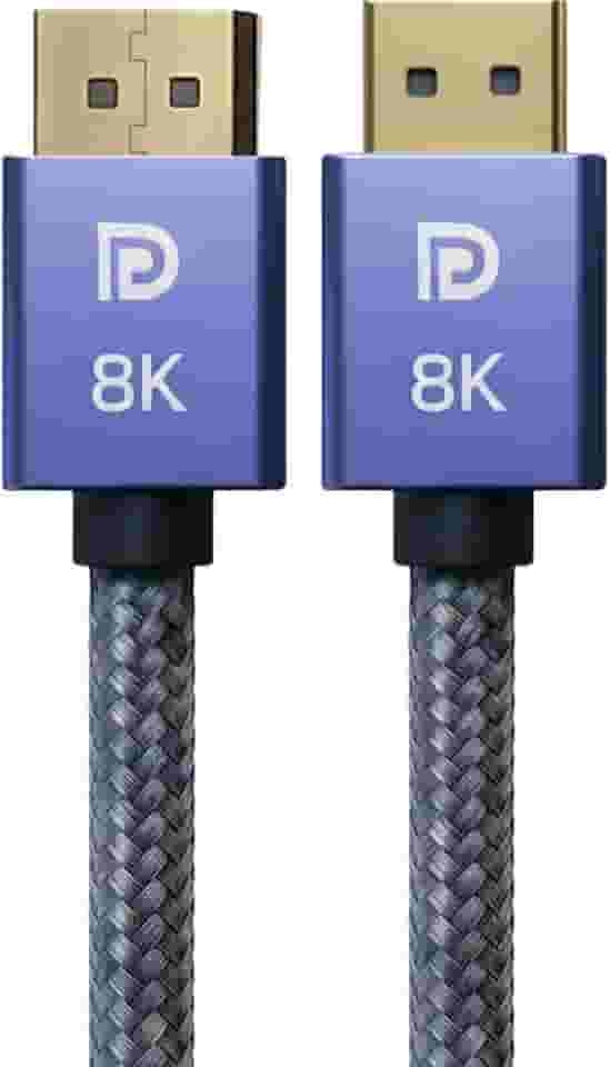 Cabo DisplayPort 1.4 8K Ultra Resistente 1,5M Blindado Trançado, 32.4Gbps, Freesync/Gsync 1080P@240Hz, 2K@165Hz, 4K@144Hz, 8K@60Hz, Conector Ouro 24K, Compatível Projetor, PC, TV, Games